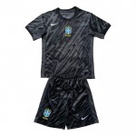 Günstige Fußballtrikots Brasilien Torwart Kinder 2024 Schwarze Kurzarm